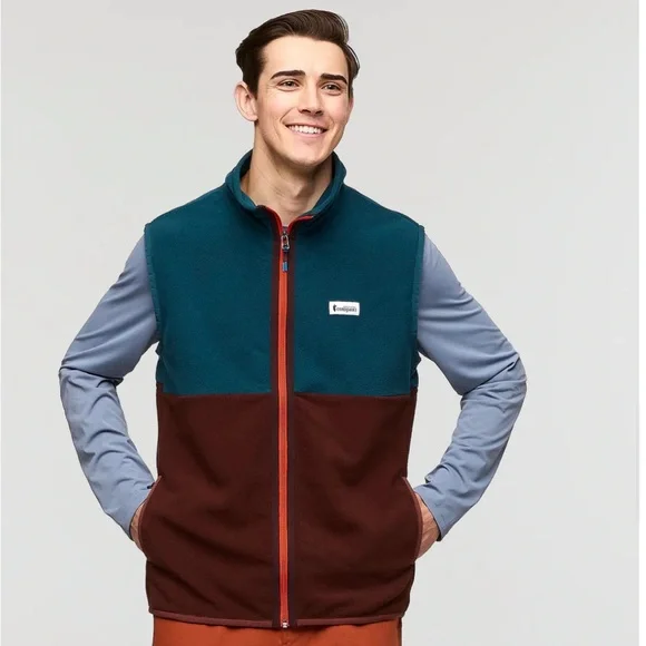 Cotopaxi Men's Large Amado Fleece Vest Abyss Blue Chestnut Rust NWT Cozy Soft